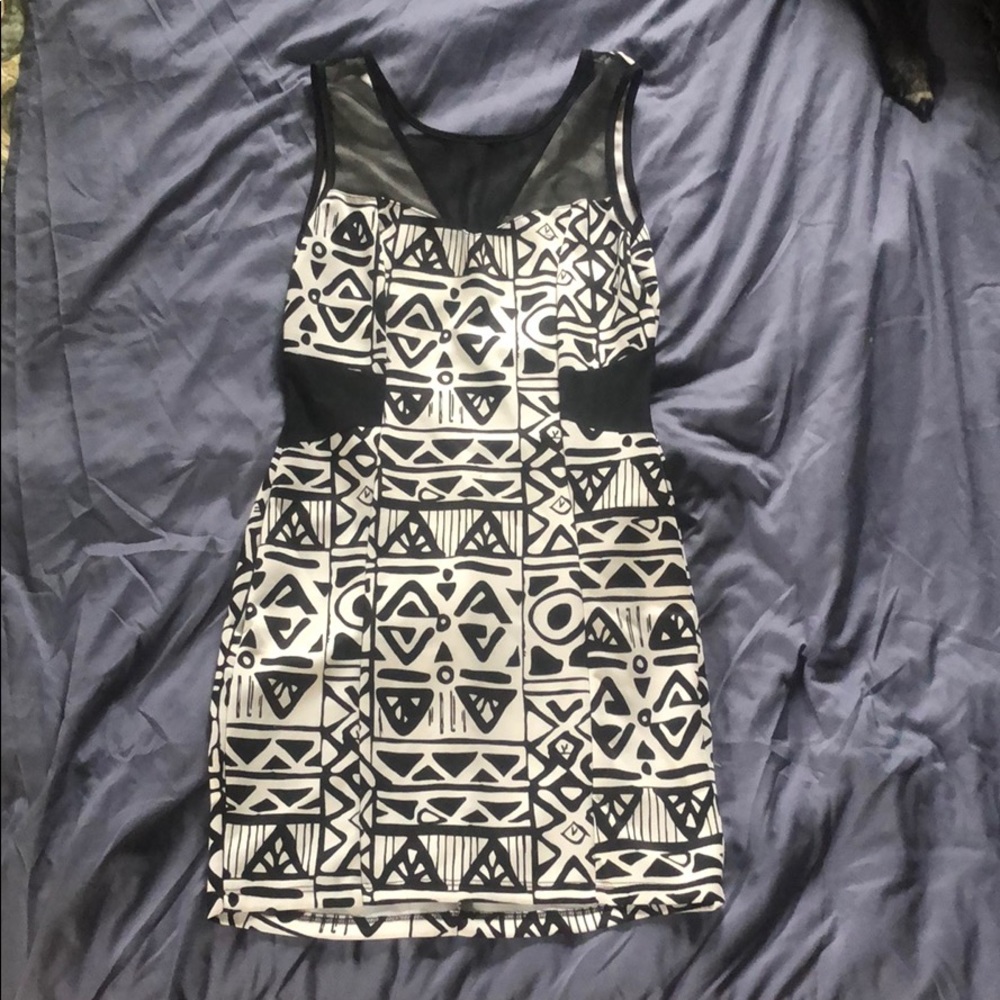 Patterned and Mesh bodycon dress